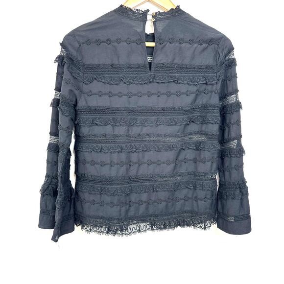 Ulla Johnson Grace Bell Sleeve Blouse in Noir Black Size 2 - Picture 8 of 14